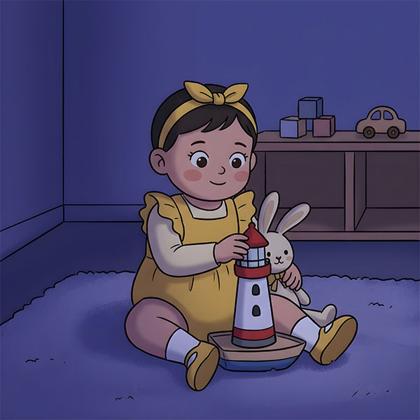 Illustration of Pihu, a curious little girl